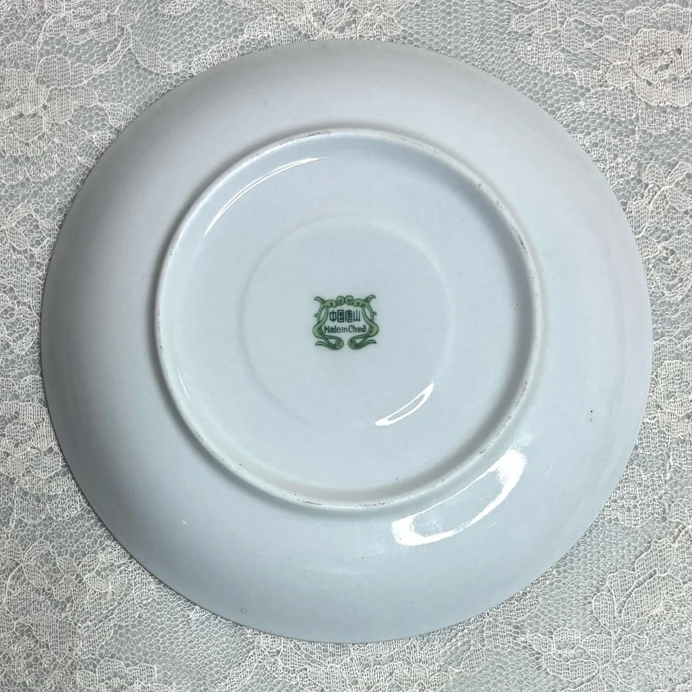Vintage Tea Cup Victorian Roses Teacup Plate Set Elegant Dainty White Pink Gold